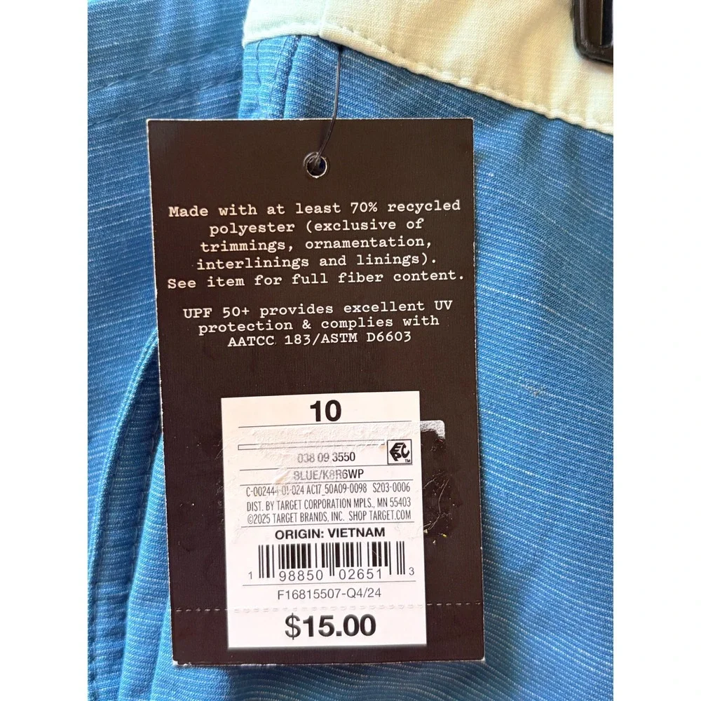 Art Class Blue Mesh Lined UPF50+ Board Shorts Swim Trunks Boys 10 NEW NWT